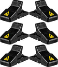 Feeke Rat Trap, Large Mouse Traps, Mouse Traps Indoor for Home, Instant Kill Traps for Mouse Rat Chipmunk, Quick Set Up and Reusable - 6 Pack, Black