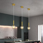 Modern Gold Pendant Light Hanging Fixture Light for Kitchen Island Mid Century with Globe Pendant Light Clear Glass Pendant Lighting for Living Room Bedroom Entryway (2 Pack)