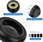 13 Inch Flat Free Wheels Tires 4.00-6 Solid Replacement with Universal 5/8" Axle Bore Hole, 4 Spacers and 2 Pins, for Wheelbarrow, Garden Wagon, Hand Truck, Trolley, Lawn Mower, 1 Pack