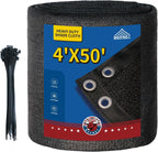 4x50Ft Garden Privacy Fence Screen, 145GSM Heavy Duty 90% Blockage Windbreak Mesh Tarp with Reinforced Edges & Anti-Rust Grommets, Includes Zip Ties for Garden, Yard, Backyard, Outdoor, Black