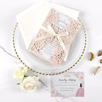 50pcs Blush Pink Wedding Invitations With Envelopes and Rsvp Cards 5x7 Inches Laser Cut Wedding Invitation Pockets for Bridal Shower QuinceañEra Engagement Birthday Invites