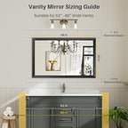 48x30 Inch Black Bathroom Mirror for Wall, Thick Metal Framed Rectangle Mirrors for Over Sink, Bedroom, Living Room, Entryway, Anti-Rust, HD Tempered Glass