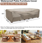 Mrrihand Heavy Duty Patio Furniture Covers, Outdoor Furniture Covers Waterproof Sectional Sofa Set , Patio Table and Chair Set Cover 78"L×62"W×30"H,Brown