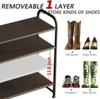 Shoe Rack 4 Tier Long Storage Organizer Wide Metal Shoe Shelf for Closet Entryway Brown