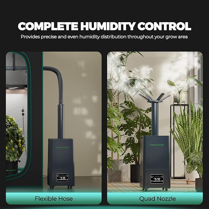 MARS HYDRO Plant Humidifier 15L,with Adjustable Humidity,Timer Function,Ultrasonic Precise and Silent Operation,No-Leak Seal for Grow Tent,Indoor Planting,Greenhouse,Bedroom