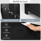Tangkula Bathroom Floor Cabinet, Wooden Freestanding Storage Cabinet with Double Shutter Door & Adjustable Shelf, Storage Cabinet for Bathroom Living Room (Black)