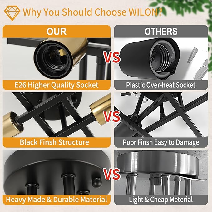 WILON Semi Flush Mount Ceiling Light Fixture, Modern Flush Mount Ceiling Lights, 4-Light Black and Gold Sputnik Ceiling Light Fixture with E26 Bulb Base for Hallway Farmhouse Kitchen Bedroom