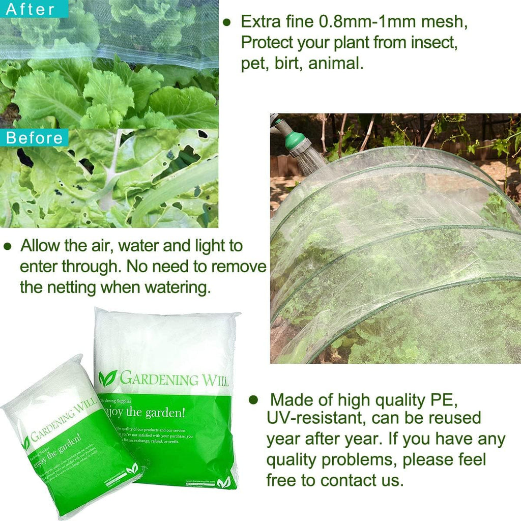 8Ftx 25Ft Mosquito Bug Insect Bird Fine Mesh Net Barrier Hunting Blind Garden Screen Netting for Protect Your Plant Fruits Flower