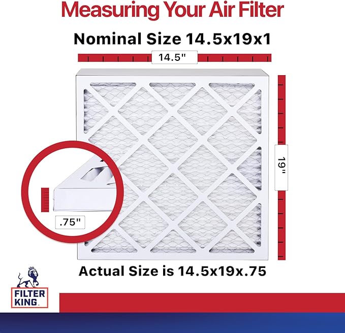 Filter King 14.5x19x1 Air Filter | 12-PACK | MERV 11 HVAC Pleated A/C Furnace Filters | MADE IN USA | Actual Size: 14.5 x 19 x .75"