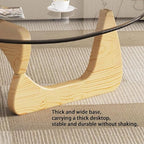EASYSOUL Modern Glass Coffee Table, 32.68W x 22.44L x 15.75H in, Abstract Round Tea Tables for Living Room Home Office Industrial Cocktail Tables (Log-Clear Glass, 44.88")