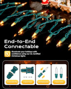 Brightown Clear Christmas String Lights, 100-Count 25ft Incandescent Bulb Mini Lights for Indoor Holiday Decor, Christmas Tree Garland Wedding Party Multi-Use Festival Decoration, Green Wire