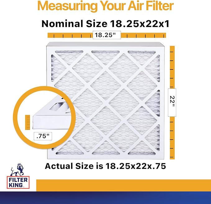 Filter King 18.25x22x1 Air Filter | 4-PACK | MERV 13 HVAC Pleated A/C Furnace Filters | MADE IN USA | Actual Size: 18.25 x 22 x .75"
