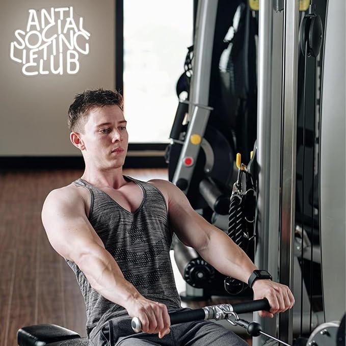 Anti Social Lifting Club Neon Sign for Wall Decor Gym Neon Light Lifting LED Neon Sign Letter Led Neon Light for Gym Man Cave Lifting Club Decoration