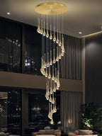 H197 Foyer Chandeliers for high Ceiling Luxury Hanging Lights High Ceiling Pendant Lighting for Living Room Staircase Dimmable 2700K-6000K