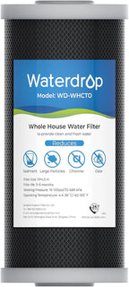 Waterdrop Whole House CTO Carbon Sediment Water Filter Cartridge Replacement for GE® FXHTC, GXWH40L, W10-PR, Culligan® RFC-BBSA,10"X4.5", 5 Micron, 1Pack