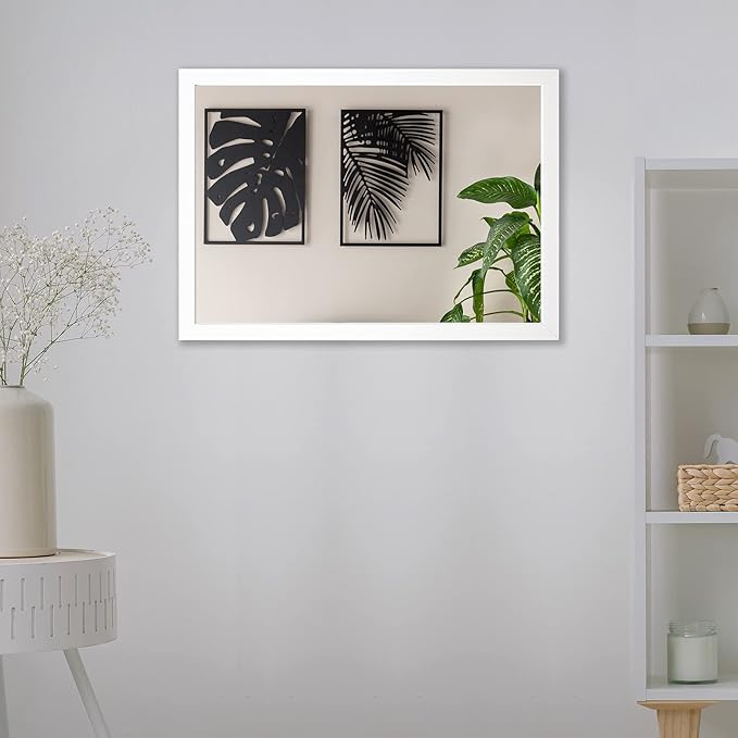 BOMINICA Rectangular Wall Mirror 20” x 28” Bathroom Mirror Framed Wall Mirror for Living Room, Vanity, White