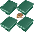 4 Pack Rat Bait Stations Large Rodent Bait Station with Key Reusable Mouse Bait Stations Mice Bait Blocks Heavy Duty Bait Boxes for Outdoor Rodents Mice Bait Blocks, Bait Not Included (Green)