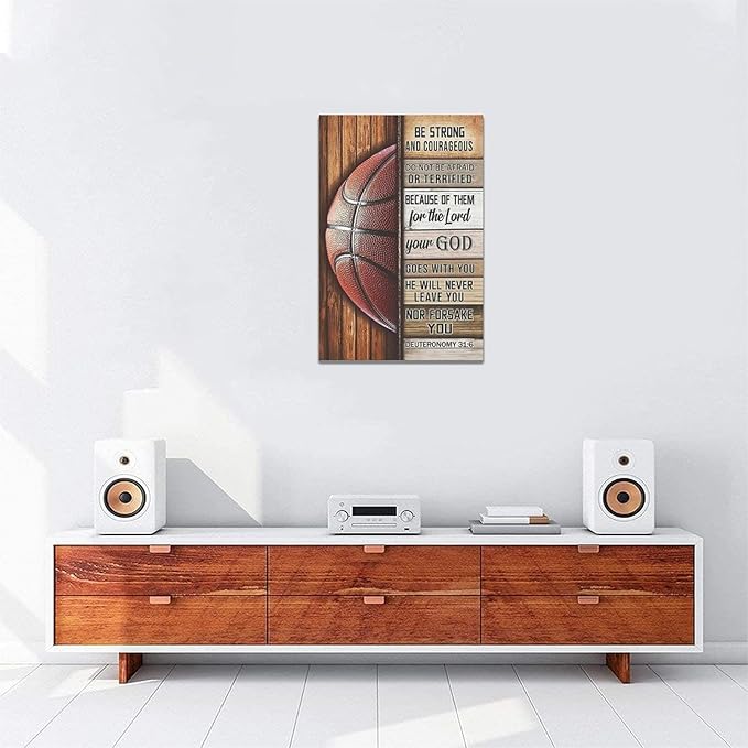 Banonaty Basketball Wall Art - Inspirational Quotes Canvas Prints - Home Decorations For Boys Room, Gym, Living Room, Bedroom - 16"x24"