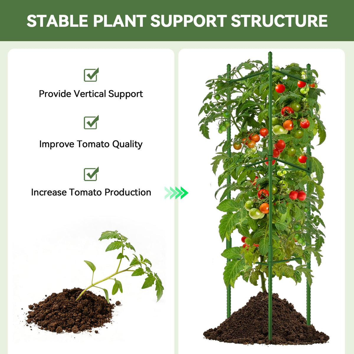 Halatool 8 Pack Tomato Cages for Garden, Up to 48in (4FT) Trellis