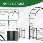VINGLI Garden Arbor Arch, Wedding Arch Archway for Ceremony Party, Trellis for Plant Climbing, Christmas Decorations Pergola for Backyard, Lawn, Patio, Yard (Arbor with Gate and Fence)