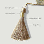 Dazzling Elegant Jacquard Table Runner with Handmade Tassels - Beige (13x84 inch)