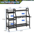 keomaisyto Heavy-Duty Garden Tool Organizer with 6 Wheels and 2 Baskets