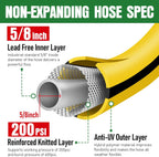 Heavy Duty Garden Hose 25ft x 5/8", NON-EXPANDABLE Flexible Water Hose for Outside, Kink Resistant Lightweight Hybrid Hose, Leakproof Rubber Hose for Outdoor, Yard, Car Wash, Garden