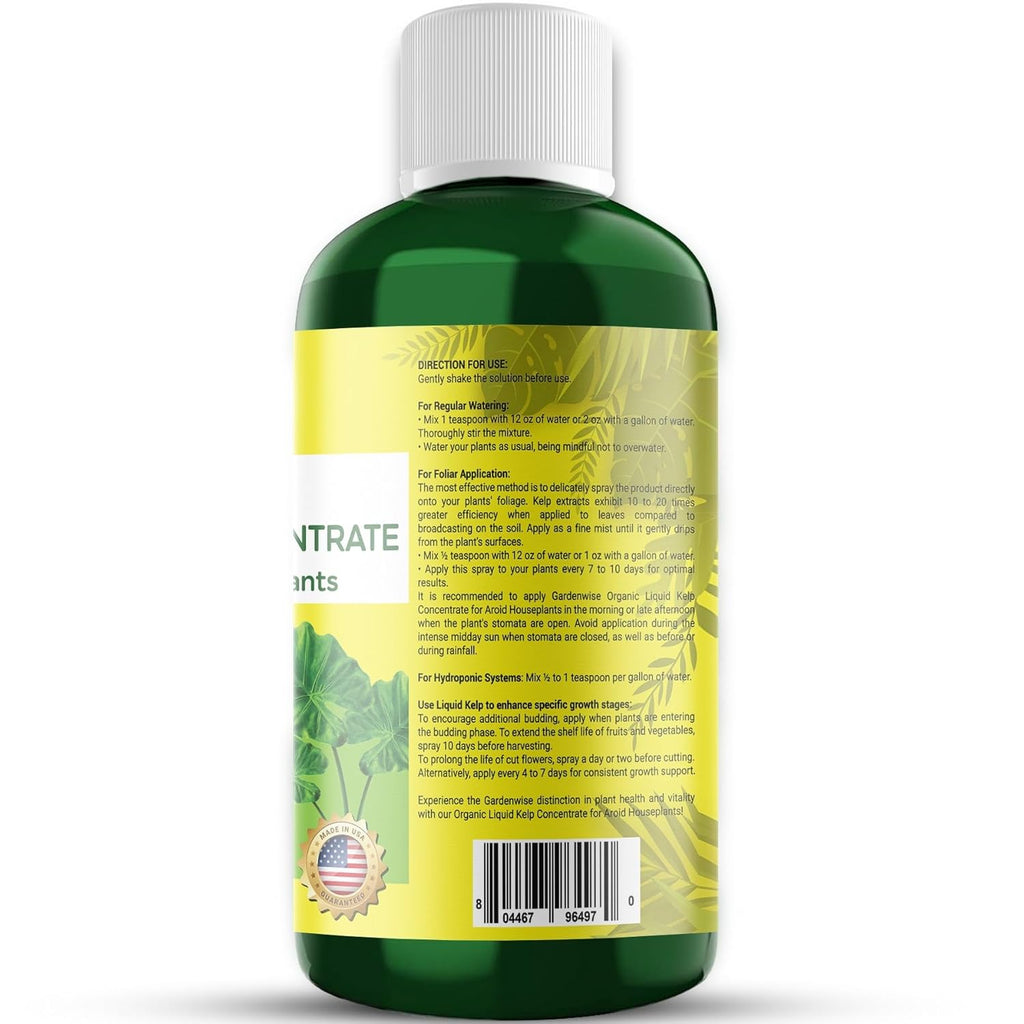 Organic Premium Seaweed Fertilizer - Liquid Kelp Plant Food for Aroid Houseplants: Monstera, Philodendron, Pothos, ZZ Plant, Dieffenbachia, Alocasia, Caladium (32 OZ)