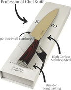 8 Inch Chef Knife - Professional Japanese Chef Knife with High Carbon Stainless Steel Sharp Blade and Ergonomic Comfortable Handle for Chopping, Mincing, Dicing and Slicing, Premium Gift Box