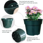 50 Pack 6 Inch Nursery Pots, Planting Grow Plastic Flower Pots, Thick Planters with Drainage Holes for Outdoor/Indoor Plants Succulent Herb (Green)
