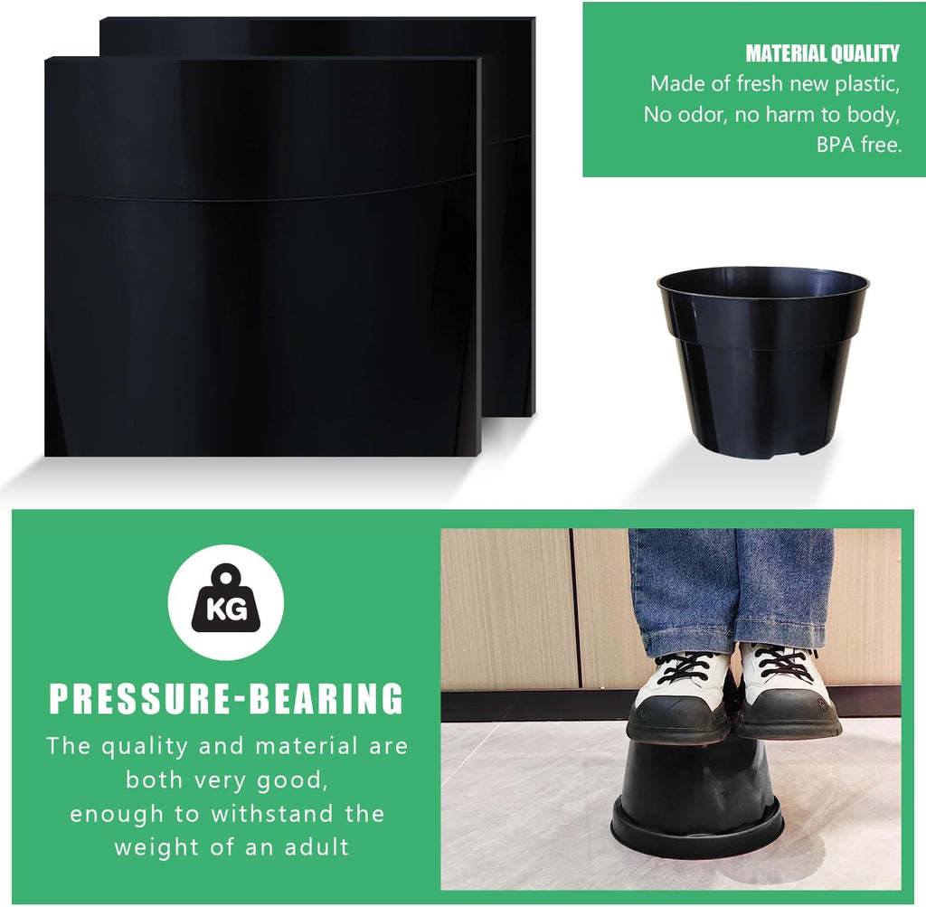 12 Pack Plant Pots, 8 Inch Plant Planter with Clear Saucer, Plastic Pots for Plants Indoor and Out Door Such as Strawberry, Herb and Flowers (Black)