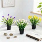 3 Pack Fake Small Plant Artificial Potted Flowers for Home Decor Fake Flower Plant Greenery Mini Faux Plant for Indoor Bedroom Living Room Office Shelf Bathroom Farmhouse Decor (Type 8)