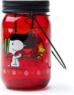 Excelsa Peanuts Christmas Lantern Tealight, Red with Decoration, Size: 7.5 x H.13 cm