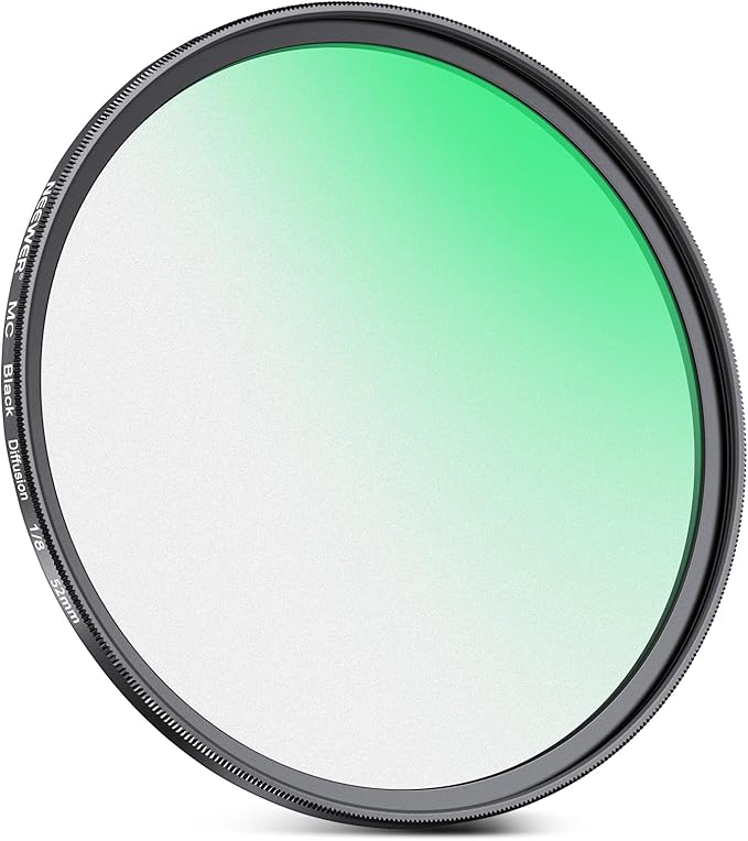 NEEWER 52mm Black Diffusion 1/8 Filter Soft Dreamy Cinematic Effect Filter Ultra Slim Water Repellent Scratch Resistant Optical Glass, Multiple Nano Coatings for Video/Vlog/Portrait Photography