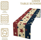 Memorial Day Table Runner, 4th of July American Patriotic Independence Day Stars Stripes Print Table Runne for Summer Holiday USA Home Decoration Party,13x108inch