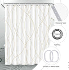 Punkray Beige Khaki Shower Curtain for Bathroom with Hooks, Extra Long Shower Curtain Set Stripe Bath Curtains Decorative White Shower Curtains Weighted Hem Water Repellent Washable, 54 x 72