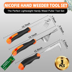Nicofie 2026 Hand Weeder Tool, Rubber Handle Manual Weeder Puller Tool, Uprooting Weeding Tools, Crack Weeder Crevice, 4 Teeth Weeding Tool, Weeding Artifact Tool for Gardening(3 Pcs)