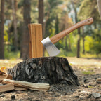 Camping Hatchet, 14.4" Survival Throwing Axe with Sheath, Survival Hatchet with Ergonomic Wood Handle for Camping, Chopping and Hiking