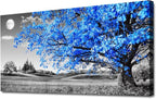 Wapluam Large Canvas Wall Art For Living Room Wall Decor For Bedroom Black And White Wall Paintings Blue Tree Scenery Wall Pictures Prints Artwork Office Decor Room Aesthetic Home Decor 24" X 48"