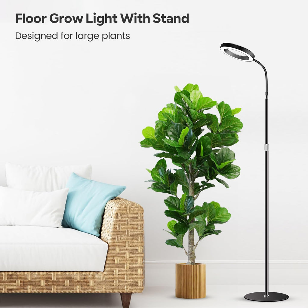 Garpsen Grow Lights for Indoor Plants, Full Spectrum LED Plant Light with Stand, 3 Color Modes Floor Grow Lamp with Timer 6/12/16H, 5 Dimmable Levels, 67'' Adjustable Height for Large Plants