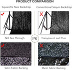 SquarePie Sequin Backdrop Curtain Less Transparent Sparkly Photo Booth Photography Background for Wedding Halloween Patry 10FT x 10FT Black