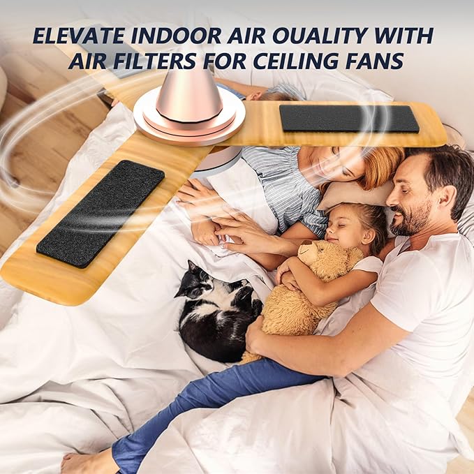 Ceiling Fan Filters for Blades, 3Pcs Activated Coconut Shell Carbon Ceiling Fan Air Purifier Pads, Easily Sticks Unscented Air Filters for Common Household Contaminants