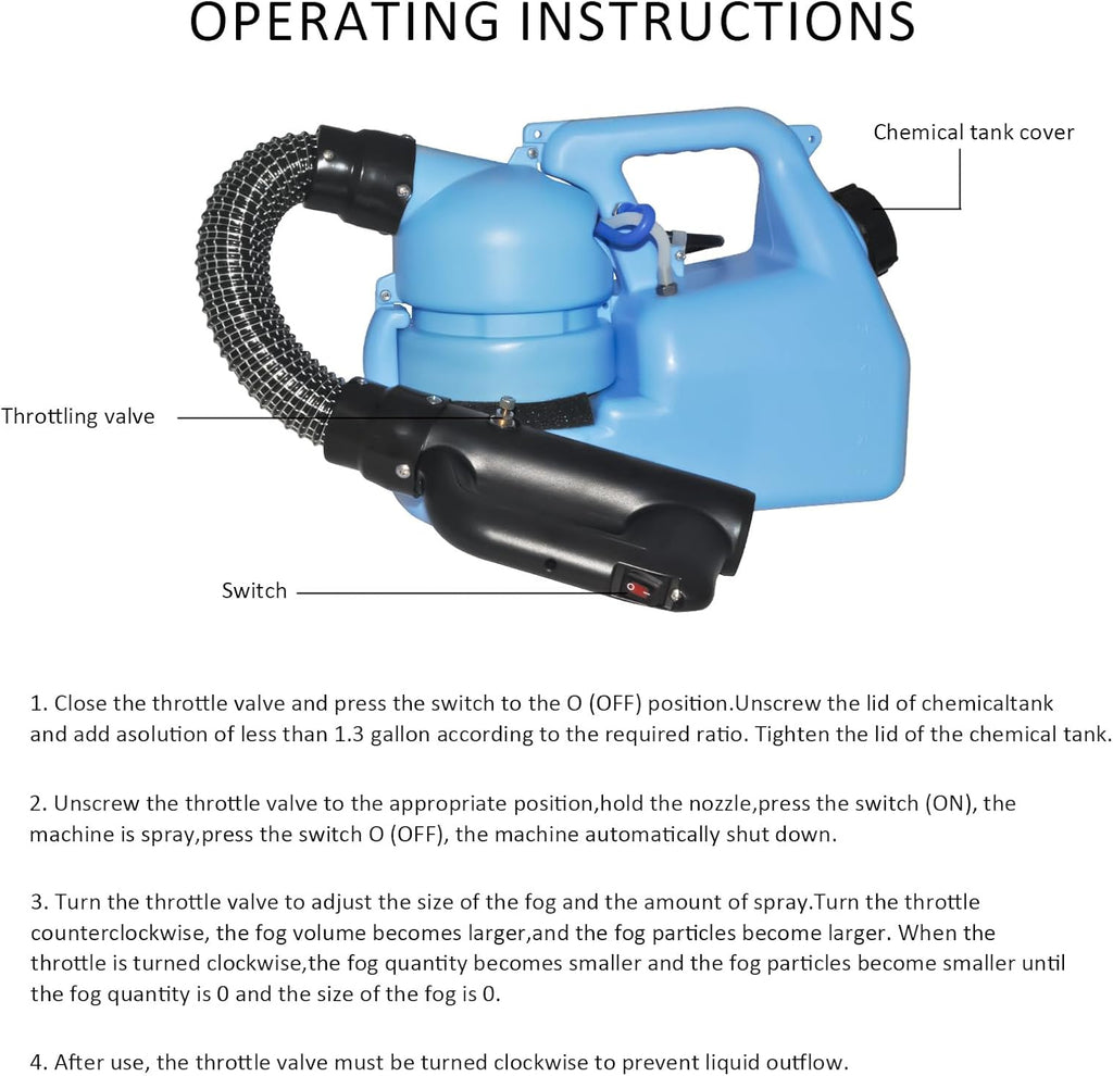 6L(1.59 Gallon) Electric ULV Cold Fogger Machine,Electric Atomizer Sprayer,Electric Fogger Portable,Adjustable Flow Rate, Large Area Spraying for Home Indoor Outdoor