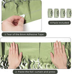 4 Pack Wavy Olive Green Streamers Backdrop Jungle Party Decorations - 3.3x6.6ft Foil Fringe Curtains Photo Booth for Dinosaur Animal St Patrick's Day Football Decor