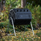 FCMP Outdoor Heavy Duty 37 Gallon 8 Sided Steel Composter, Black