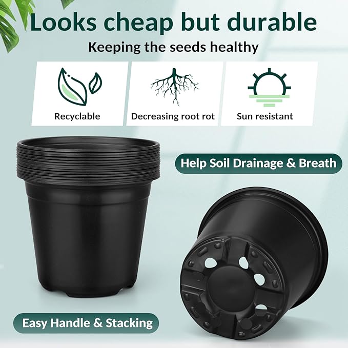 120 Pcs Small Plastic Palnt Pot, 4 5 6 Inch Nursery Pots with Drainage, Seedlings Starter Pots for Plants, Great for Herbs, Cuttings, and Starter Plants (120 pcs,456 inch)