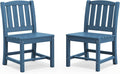 SERWALL Outdoor Dining Chairs Set of 2, All-Weather HDPE Patio Armless Chairs, Blue