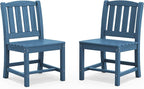 SERWALL Outdoor Dining Chairs Set of 2, All-Weather HDPE Patio Armless Chairs, Blue