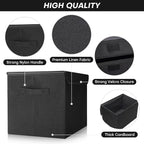 Large 17" 42 Quarts Collapsible Stackable Storage Bins with Lids [3-Pack] Foldable Fabric Linen Storage Boxes Cube, Closet Organizer Baskets with Label (16.7 x 12 x 12", Black)