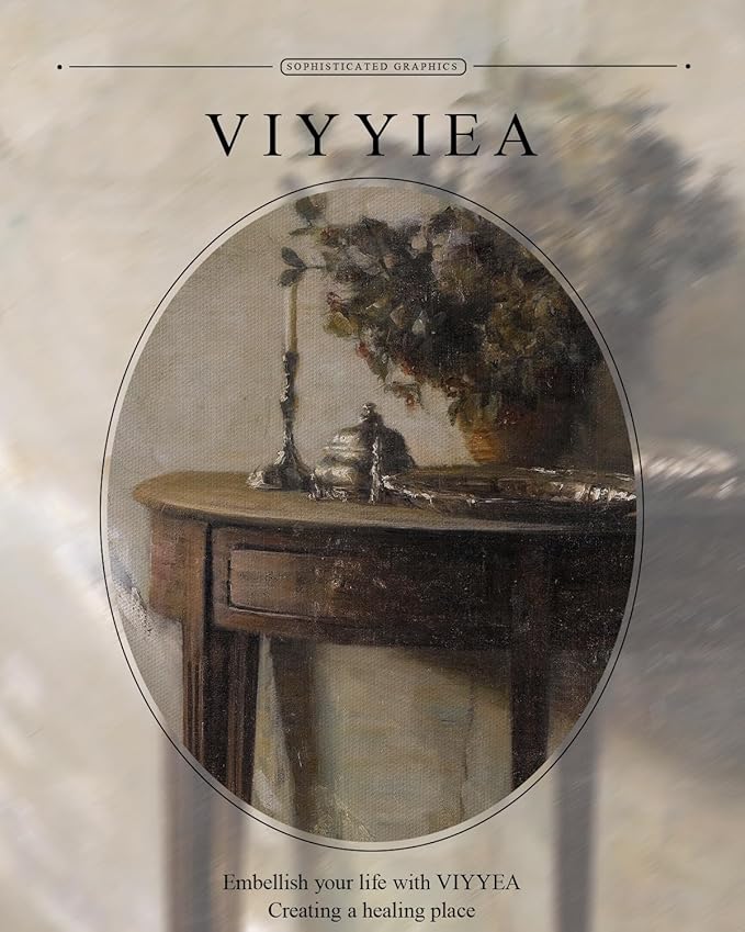 VIYYIEA Gold Framed Wall Art, After Noon Canvas Print Home Decor Vintage Art Painting Picture Bathroom Wall Decor, Potted Plant Artwork for Living Room Bedroom Kitchen Office - 14L x 11W